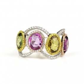 18k White Gold Diamond and Coloured Sapphire Dress Ring
